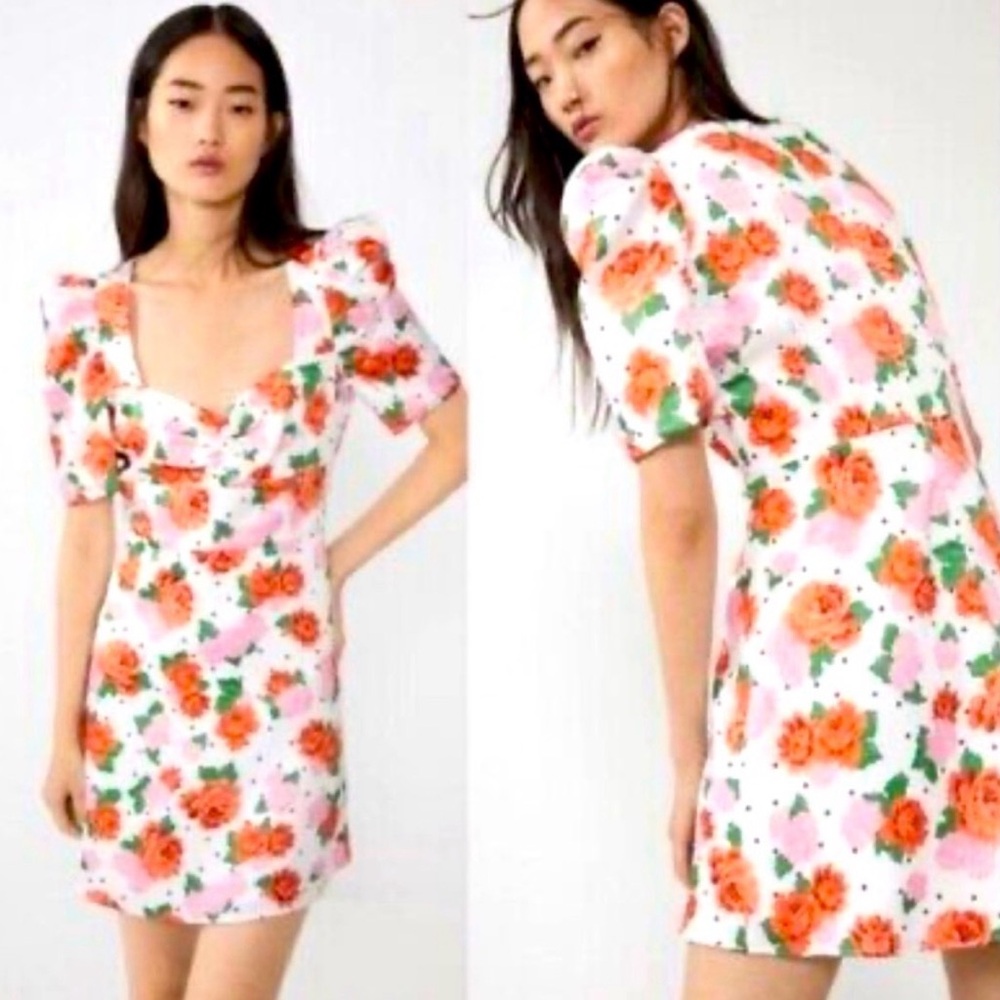 Zara Floral Puff Sleeve Dress